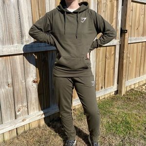 Gymshark Women’s Sweat Set - Hoodie and Sweatpants Army Green Size Large